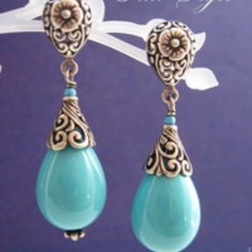 Cutout Drop Blue Gemstone Earrings S925